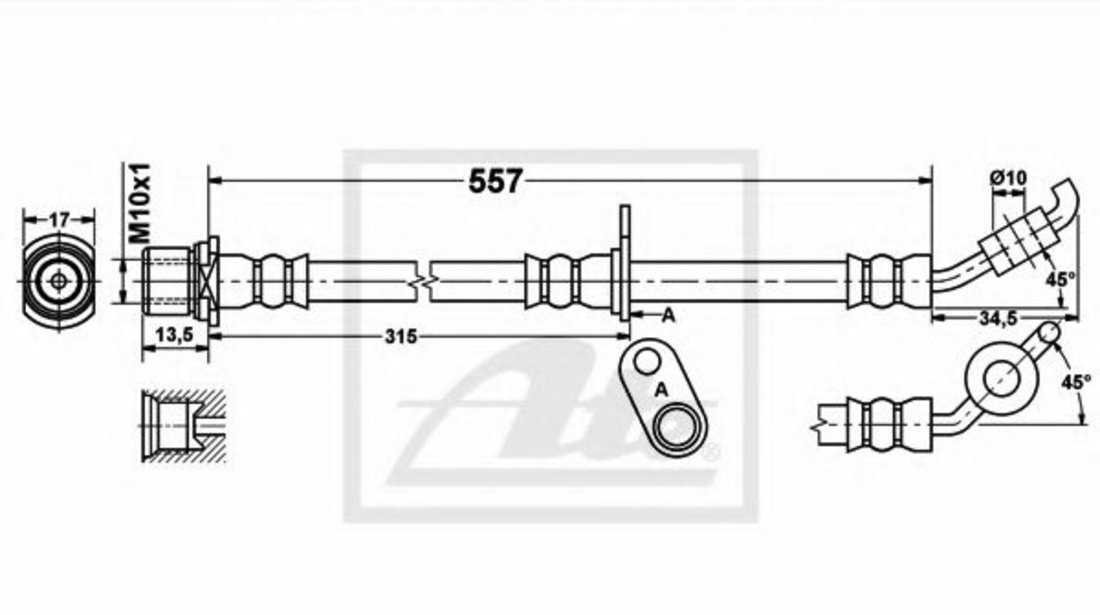 Furtun frana TOYOTA RAV 4 II (CLA2, XA2, ZCA2, ACA2) (2000 - 2005) ATE 24.5265-0558.3 piesa NOUA