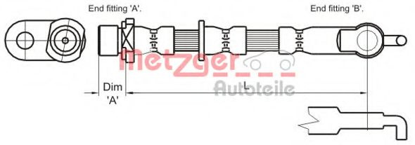 Furtun frana TOYOTA YARIS (P1) (1999 - 2005) METZGER 4110007 piesa NOUA