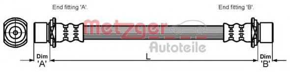 Furtun frana TOYOTA YARIS (P1) (1999 - 2005) METZGER 4110023 piesa NOUA