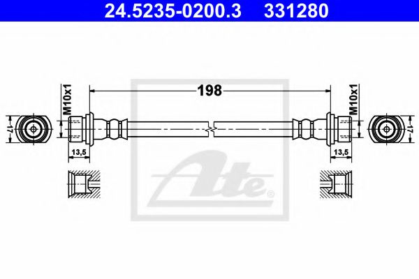 Furtun frana TOYOTA YARIS (P13) (2010 - 2016) ATE 24.5235-0200.3 piesa NOUA