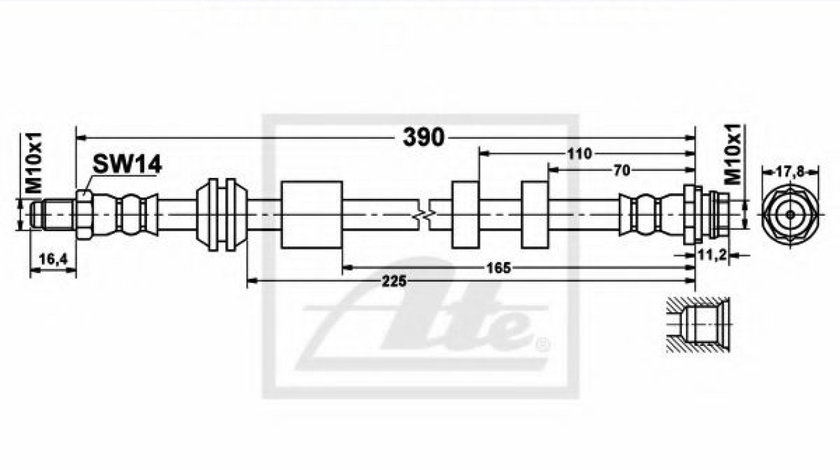 Furtun frana VOLVO XC70 II (2007 - 2016) ATE 24.5162-0390.3 piesa NOUA