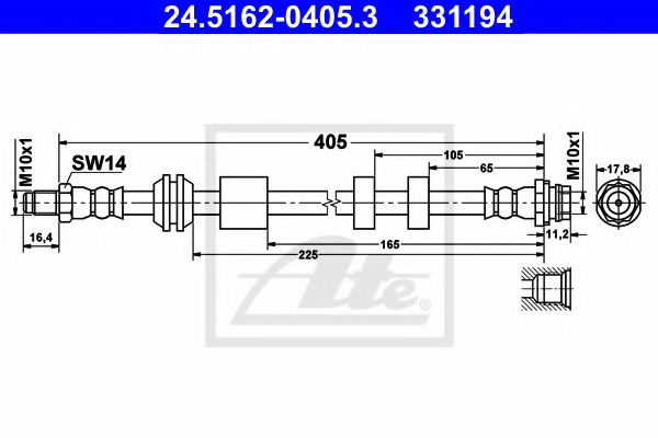 Furtun frana VOLVO XC70 II (2007 - 2016) ATE 24.5162-0405.3 piesa NOUA