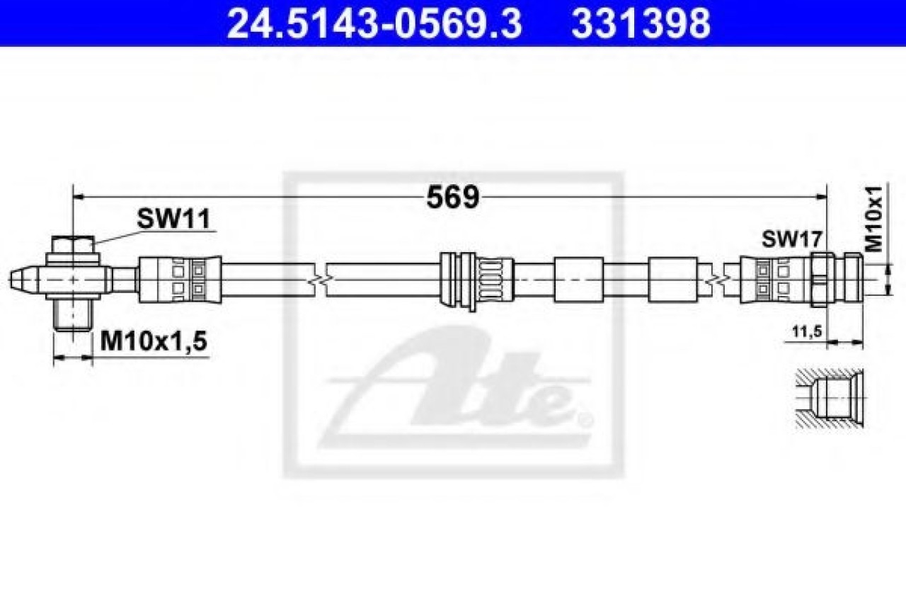 Furtun frana VW BORA Combi (1J6) (1999 - 2005) ATE 24.5143-0569.3 piesa NOUA