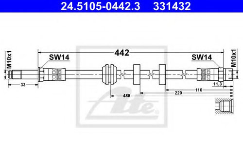 Furtun frana VW CADDY II Combi (9K9B) (1995 - 2004) ATE 24.5105-0442.3 piesa NOUA