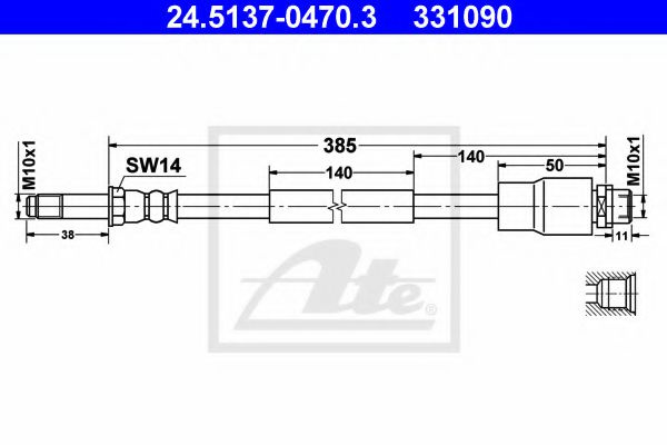 Furtun frana VW CRAFTER 30-35 bus (2E) (2006 - 2016) ATE 24.5137-0470.3 piesa NOUA