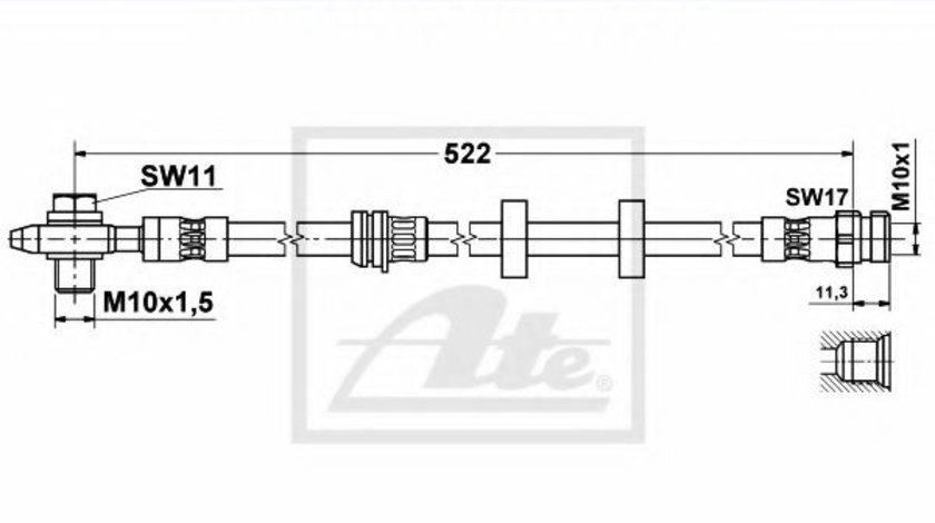 Furtun frana VW FOX (5Z1, 5Z3) (2003 - 2016) ATE 83.6247-0522.3 piesa NOUA