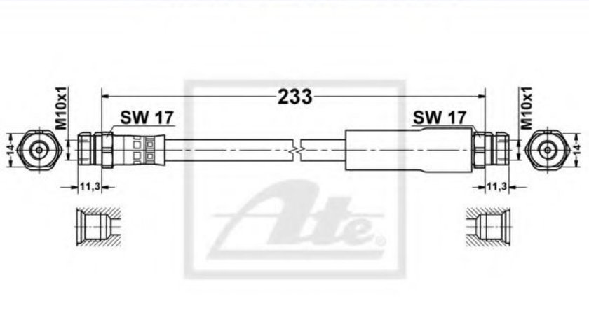 Furtun frana VW GOLF VI Variant (AJ5) (2009 - 2013) ATE 24.5204-0233.3 piesa NOUA