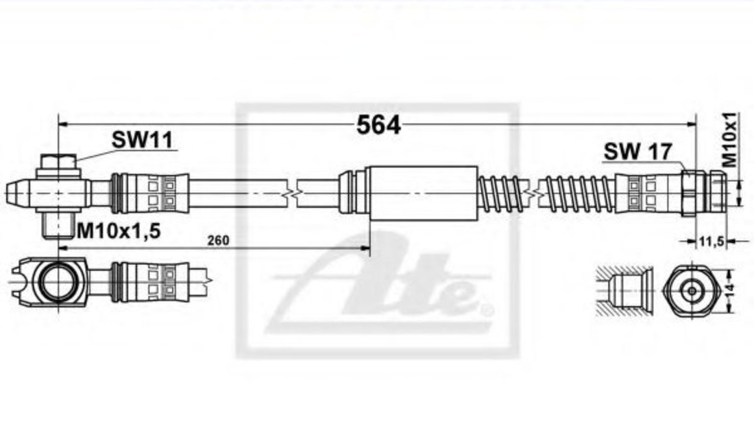 Furtun frana VW GOLF VI Variant (AJ5) (2009 - 2013) ATE 24.5143-0564.3 piesa NOUA