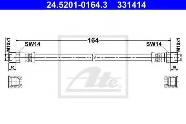 Furtun frana VW PASSAT (3A2, 35I) (1988 - 1997) ATE 24.5201-0164.3 piesa NOUA