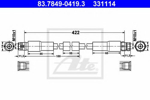 Furtun frana VW PHAETON (3D) (2002 - 2016) ATE 83.7849-0419.3 piesa NOUA