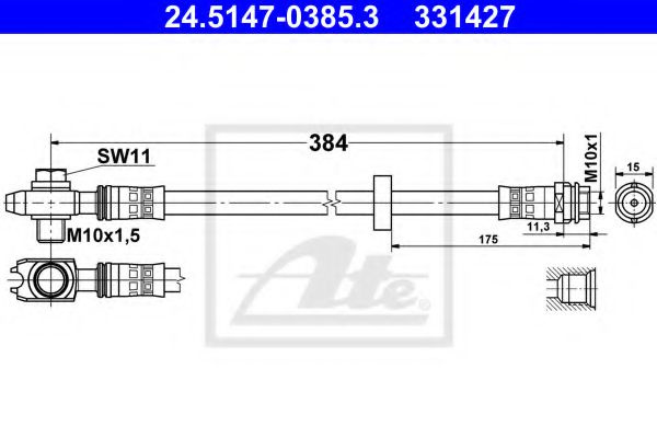 Furtun frana VW POLO CLASSIC (6KV2) (1995 - 2006) ATE 24.5147-0385.3 piesa NOUA