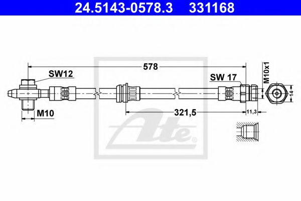 Furtun frana VW TIGUAN (5N) (2007 - 2016) ATE 24.5143-0578.3 piesa NOUA