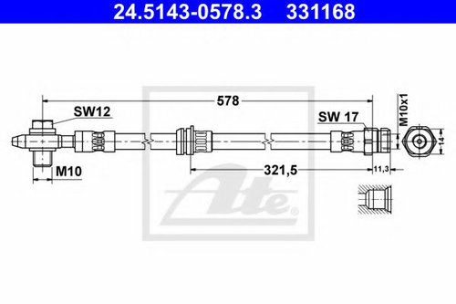 Furtun frana VW TIGUAN (5N) (2007 - 2016) ATE 24.5143-0578.3 piesa NOUA