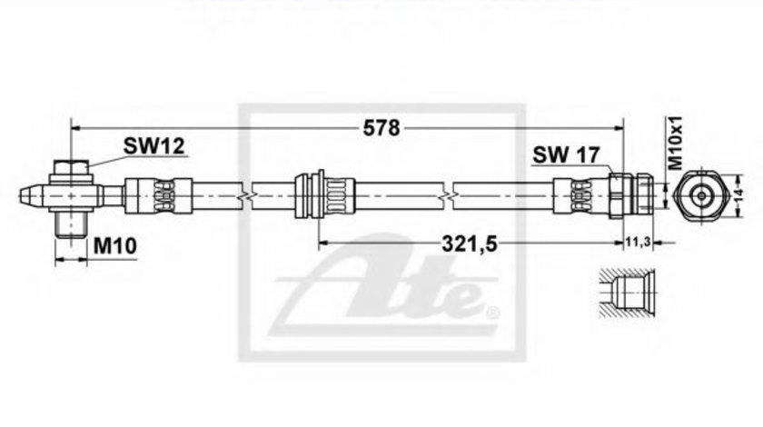 Furtun frana VW TIGUAN (5N) (2007 - 2016) ATE 24.5143-0578.3 piesa NOUA