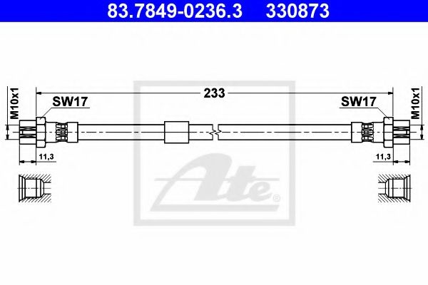 Furtun frana VW TOURAN (1T1, 1T2) (2003 - 2010) ATE 83.7849-0236.3 piesa NOUA