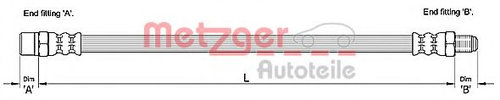 Furtun frana VW TRANSPORTER IV caroserie (70XA) (1990 - 2003) METZGER 4110257 piesa NOUA