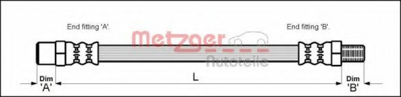 Furtun frana VW TRANSPORTER IV platou / sasiu (70XD) (1990 - 2003) METZGER 4111343 piesa NOUA