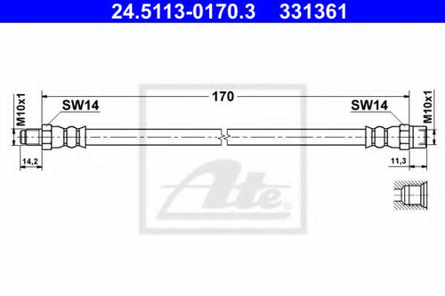 Furtun frana VW TRANSPORTER IV platou / sasiu (70XD) (1990 - 2003) ATE 24.5113-0170.3 piesa NOUA