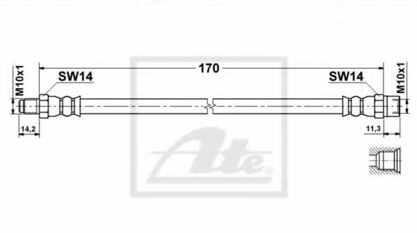 Furtun frana VW TRANSPORTER IV platou / sasiu (70XD) (1990 - 2003) ATE 24.5113-0170.3 piesa NOUA