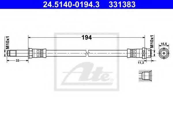 Furtun frana VW TRANSPORTER V bus (7HB, 7HJ, 7EB, 7EJ, 7EF, 7EG, 7HF, 7EC) (2003 - 2016) ATE 24.5140-0194.3 piesa NOUA