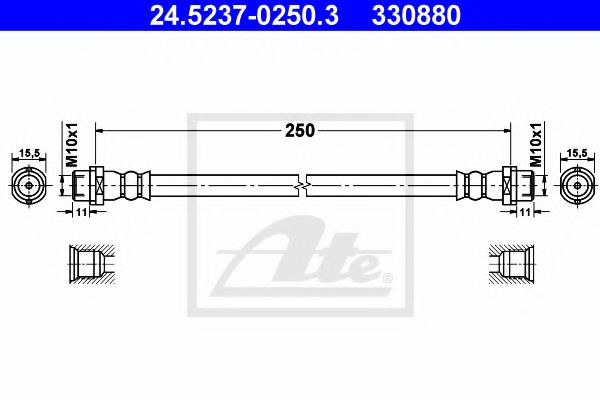 Furtun frana VW TRANSPORTER VI caroserie (SGA, SGH) (2015 - 2016) ATE 24.5237-0250.3 piesa NOUA