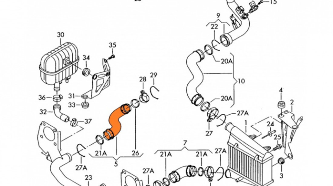 Furtun Intercooler Am Vag Volkswagen Passat B5 1996-2005 3B0145828G