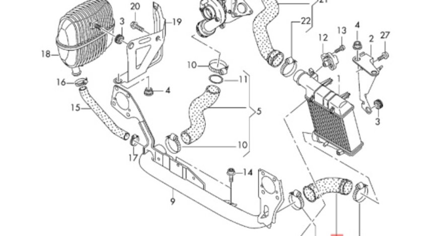 Furtun intercooler Audi A4 B7 (8E) Sedan 2008 2.0 TDI OEM 8E0145837G