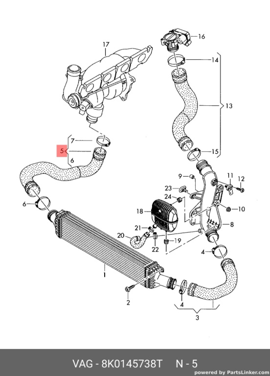 Furtun intercooler Audi A4 B8 2.0 TDI CAG 103 KW OEM 8K0145738T
