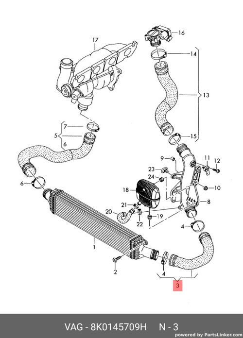 Furtun intercooler Audi A4 B8 2.0 TDI CAG Sedan 2009 OEM 8K0145709H