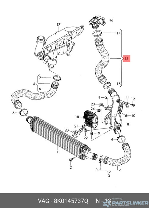 Furtun intercooler Audi A4 B8 (8K) Avant 2011 2.0 TDI OEM 8K0145737Q