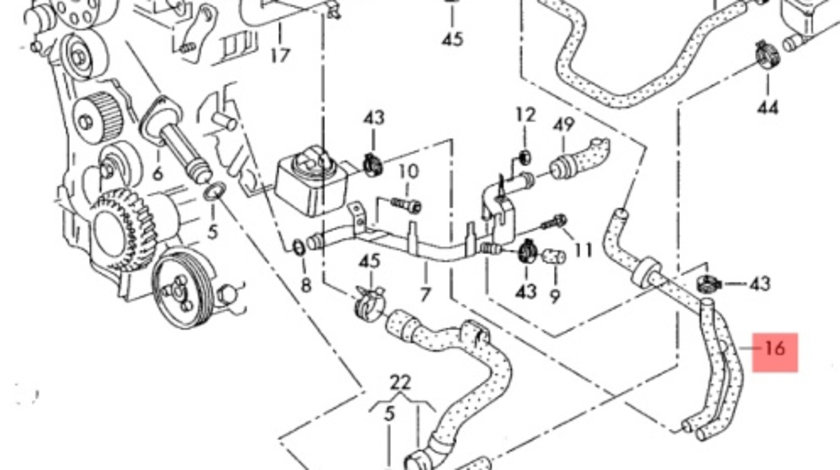 Furtun lichid racire motor 038121086F Audi A4 B6 Break 1.9 tdi 2002 AWX OEM 038121086F