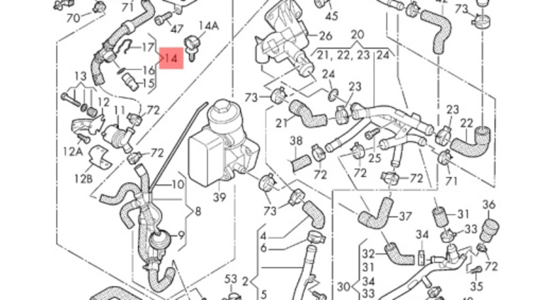 Furtun lichid racire motor Volkswagen Amarok 2H 2.0 Bi-Tdi 2015 OEM 2H0122096AQ