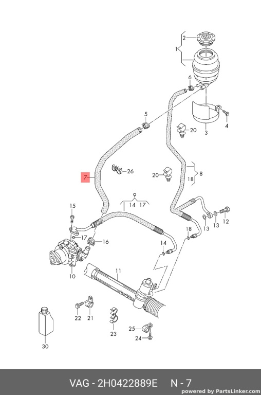 Furtun lichid servodirectie Volkswagen Amarok 2H 2015 2016 OEM 2H0422889E