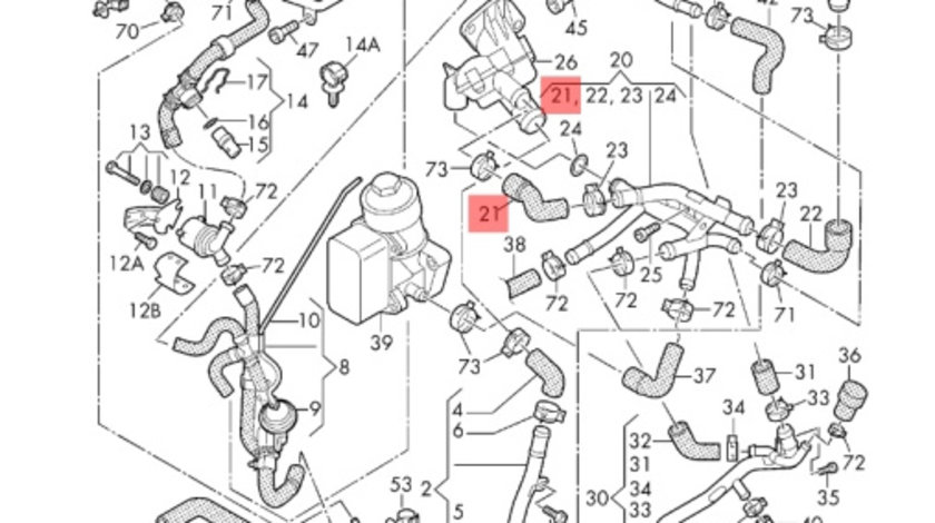 Furtun racire motor 2.0 Bi -TDI CSHA Volkswagen Amarok 2014 2015 OEM 03L121063G