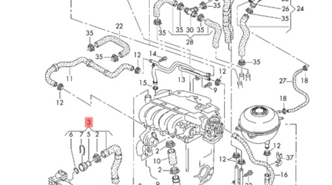 Furtun radiator apa ​Volkswagen Transporter T5 (7H) Bus 2009 2.5 TDI OEM 7H0122101E