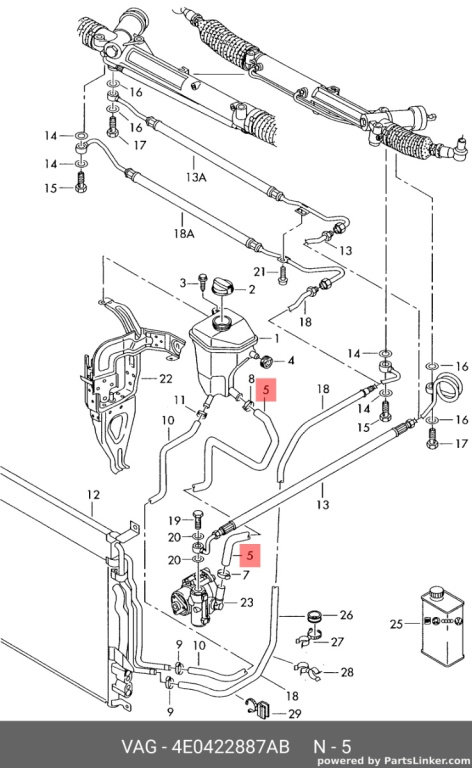 Furtun servodirectie 4E0422887AB Audi A8 D3 3.0 TDI 2004 ASB OEM 4E0422887AB