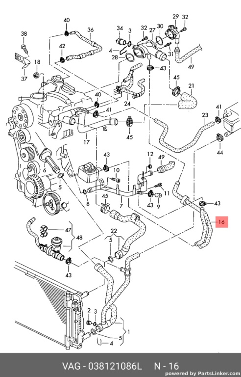 Furtunuri apa termoflotAudi A4 B7 (8E)Berlina 2007 1.9 TDI OEM 038121086L