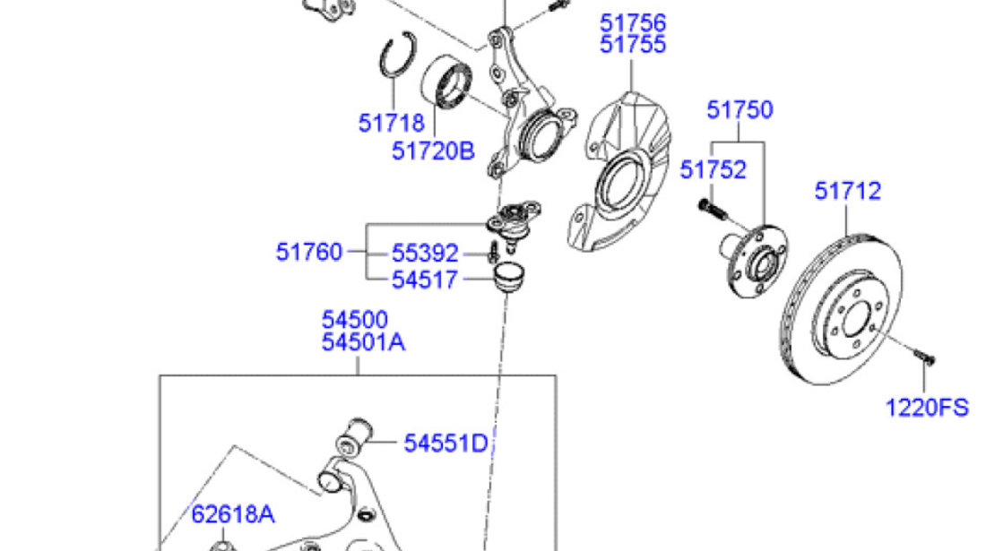 Fuzeta (butuc) fata cu prezon Hyundai Accent III GSP 51750-25001