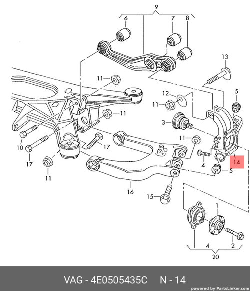 Fuzeta stanga spate AUDI A8 II (4E2, 4E8) [ 2002 - 2010 ] TDI quattro (ASB) 171KW|233HP VAG OEM 4E05...