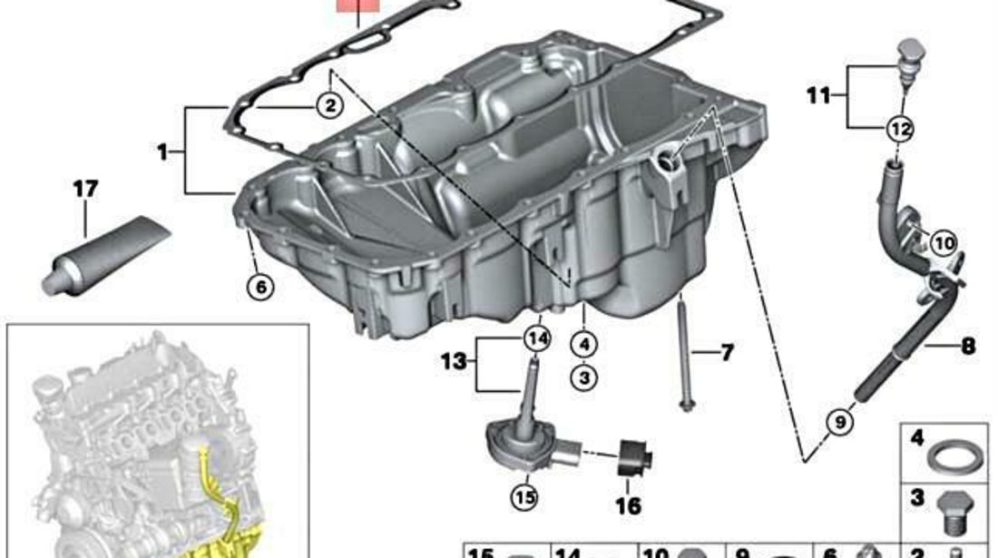 Garnitura Baie Ulei Oe Bmw Seria 1 E87 2004-2011 11137807302