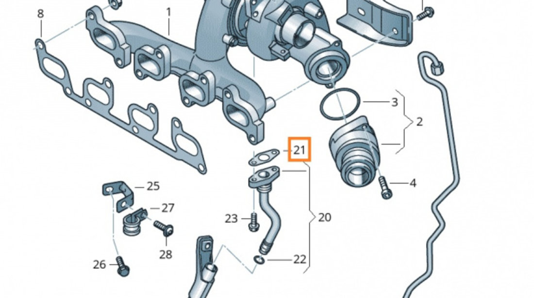 Garnitura Retur Conducta Ulei Turbina Oe Audi Q3 8U 2011→ 03L145757Q