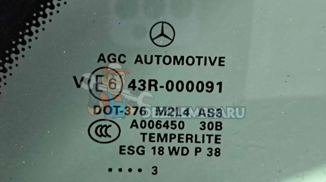 Geam caroserie fix dreapta Mercedes Clasa ML (W166) [Fabr 2011-2022] OEM