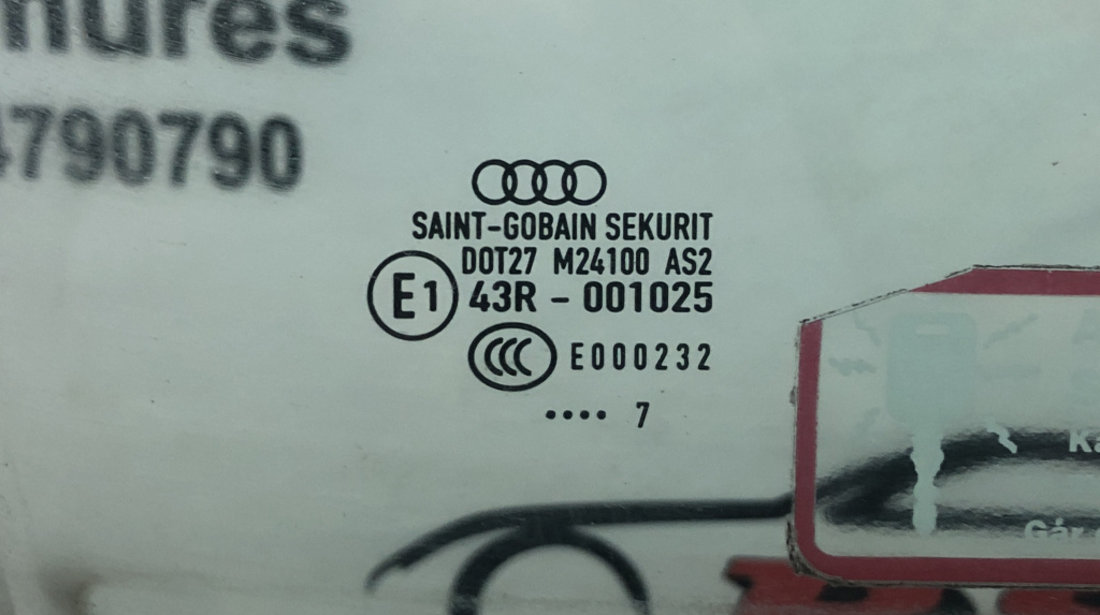 Geam dreapta fata Audi A3 2.0TDI , BMM S-Line , Automat sedan 2008 (cod intern: 220435)
