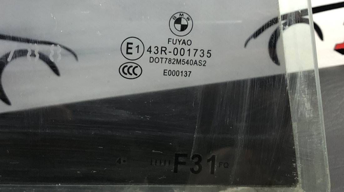 Geam dreapta spate BMW 330D TOURING F30 F31 X-DRIVRE LUXURY , 190 KW/258CP EURO 6 sedan 2015 (cod intern: 219880)