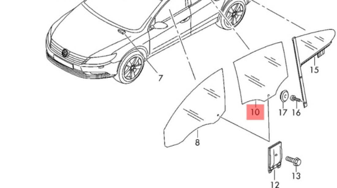 Geam dreapta spate Volkswagen Passat CC (357) DSG 2.0 tdi CBB B 2009 VOLKSWAGEN PASSAT CC (357) [ 2008 - 2012 ] OEM 43R-005274