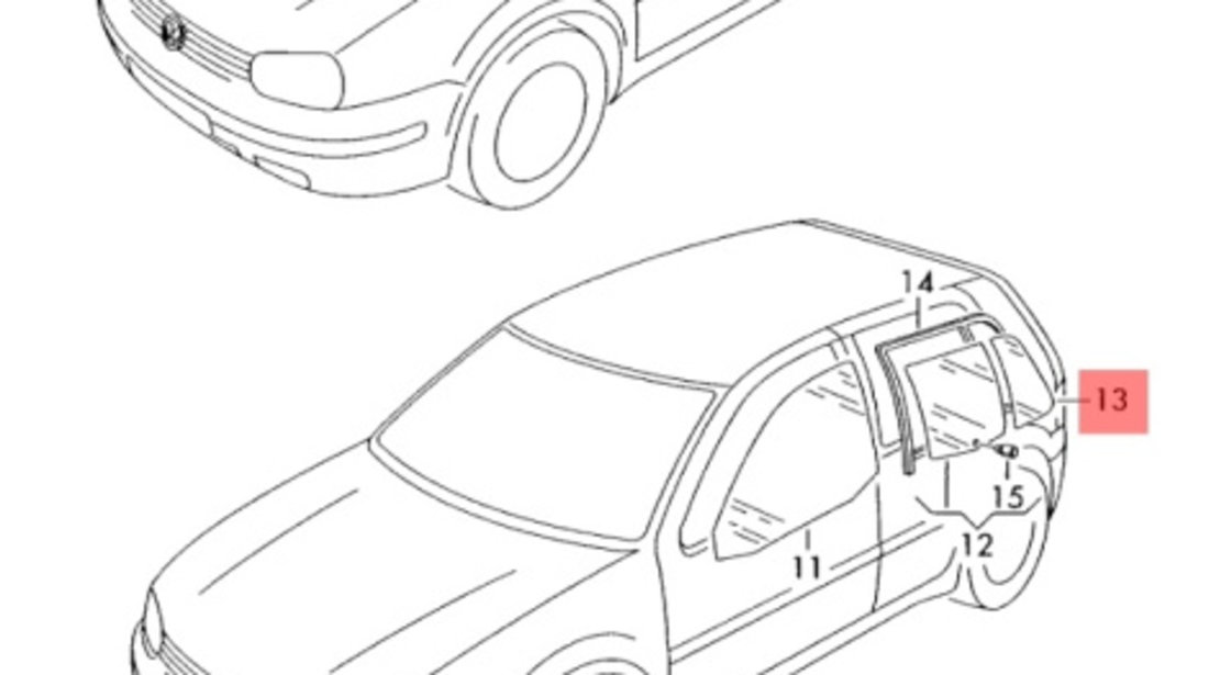 Geam fix dreapta spate Volkswagen Golf 4 (1J1) Hatchback 2001 OEM 1J6845216D