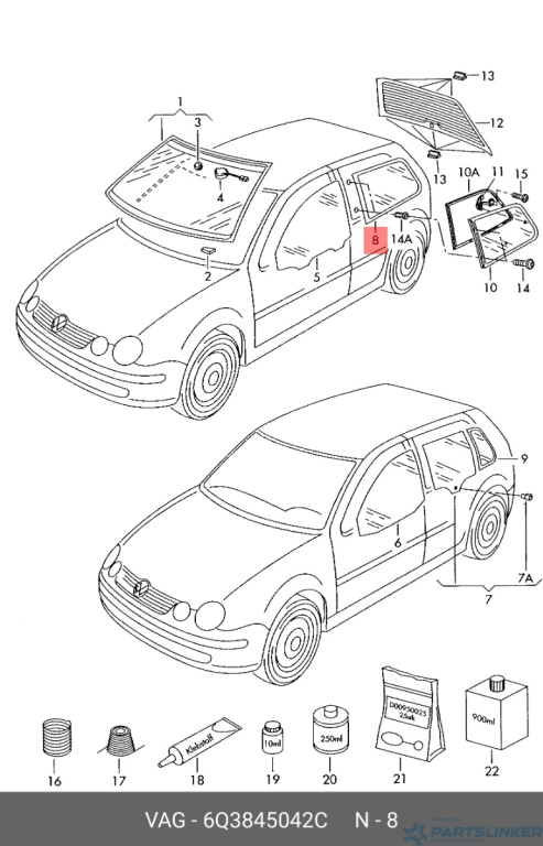 Geam fix dreapta spate Volkswagen Polo (9N1) Coupe 2003 1.2 6V VOLKSWAGEN POLO (9N_) [ 2001 - 2012 ] OEM 6Q3845042C