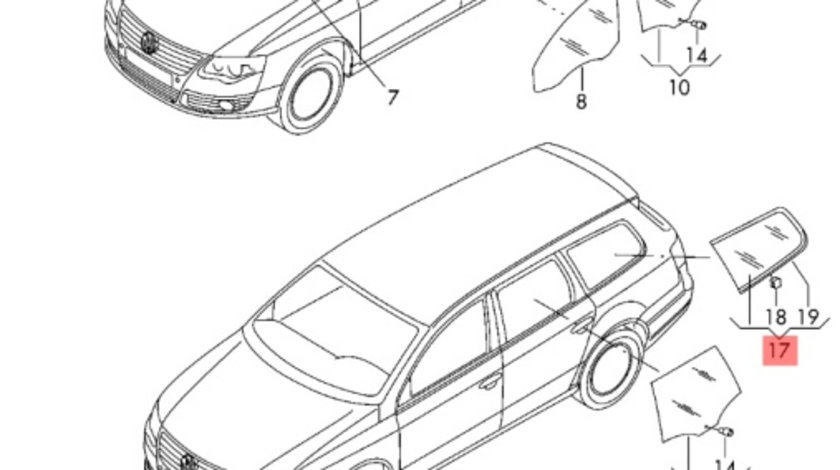 Geam fix stanga Volkswagen Passat B6 (3C5) combi 2.0 TDI BKP 2007 OEM 3C9845297F