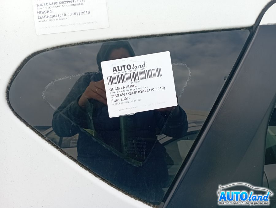 Geam Lateral Spate Dreapta Fix de pe Caroserie Nissan QASHQAI J10,JJ10 2007