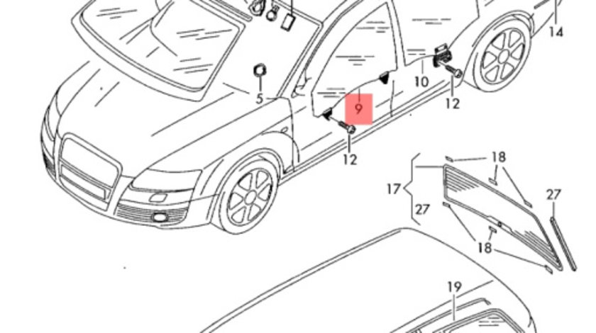 Geam stanga fata Audi A6 C6 (4F2) Sedan 2006 2.7 TDI OEM 4F0845201D